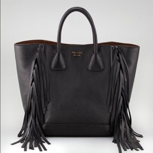 PRADA Cervo Deerskin Fringe Tote Nero